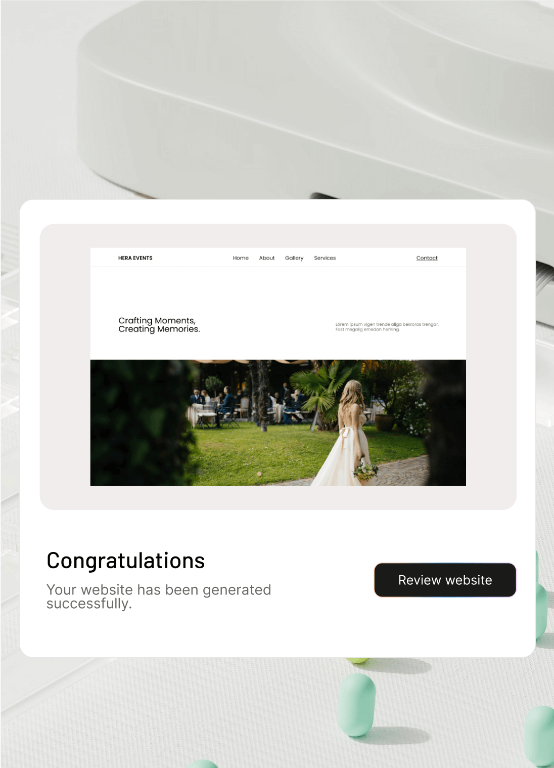 Review your site: Built in real-time as you chat and publish at a click of a button